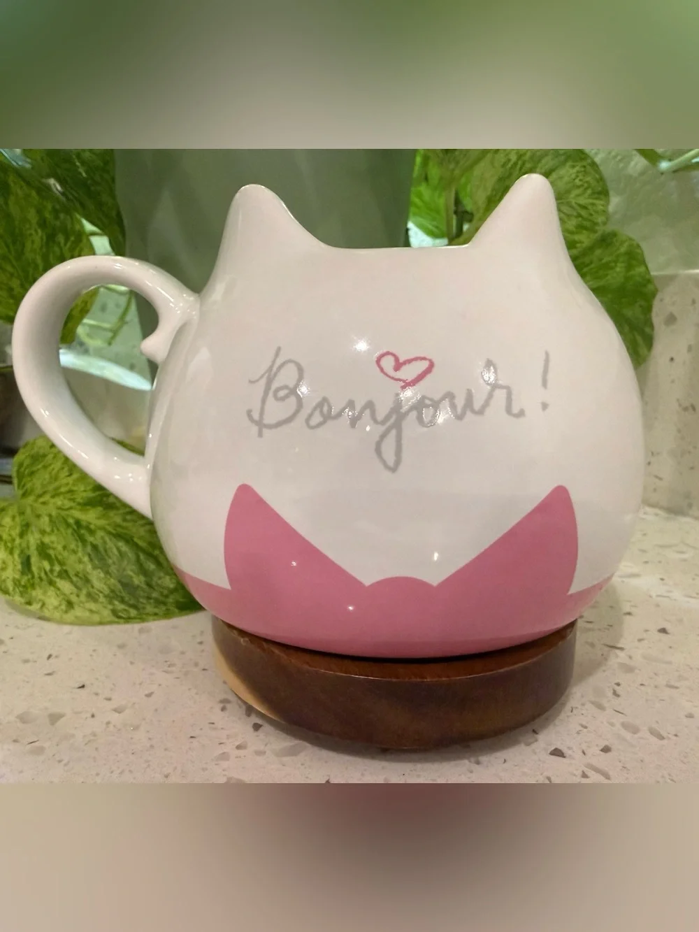 Disney White and Pink Cat Face Mug